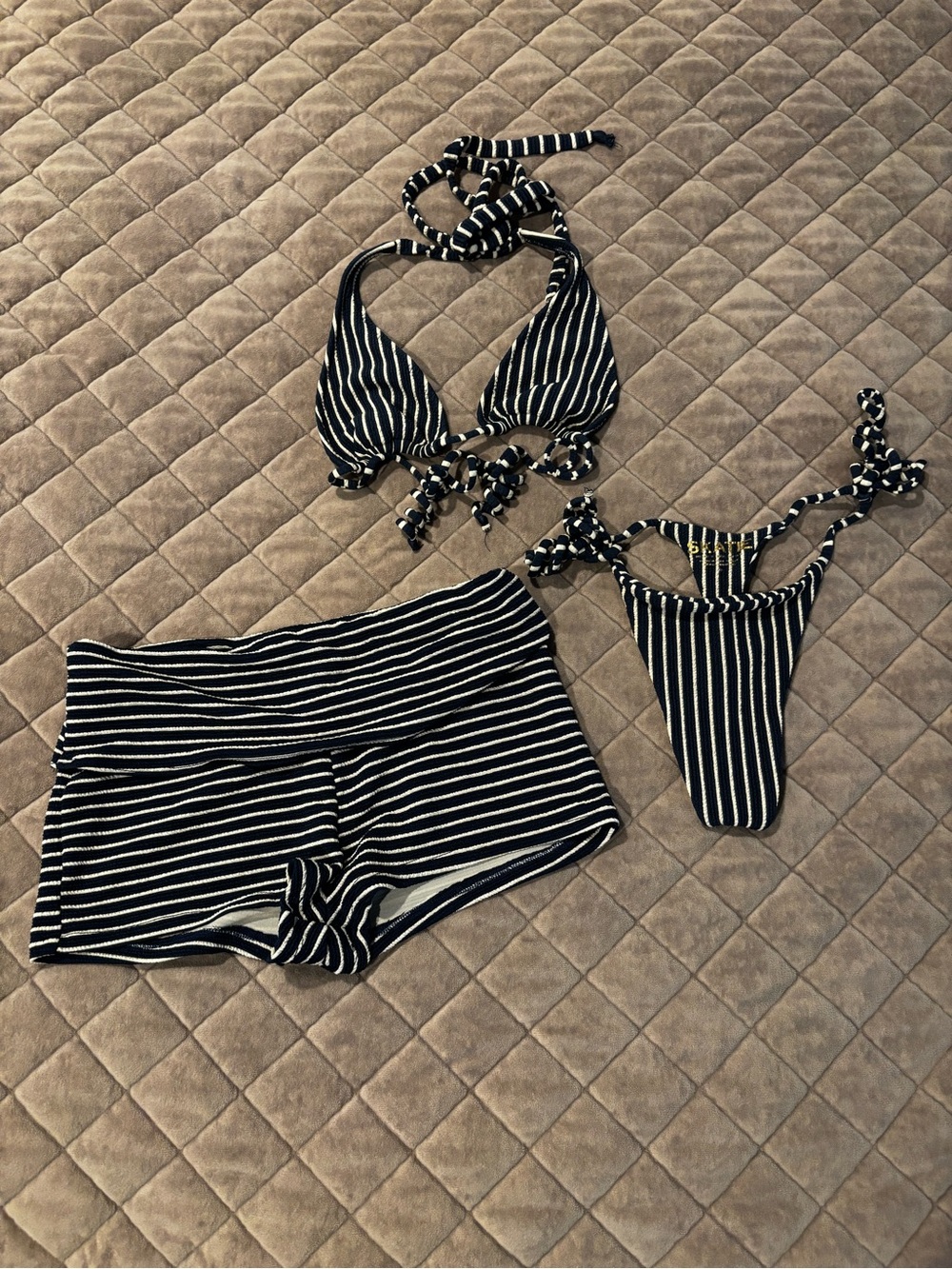 SKATIE AZZURRA Navy & White Bikini Set with Swim Shorts